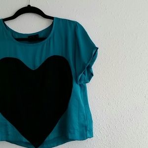 Black Heart Teal Top
